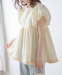 AMELY | ぽわん袖ギンガムチェックトップス(Tシャツ/カットソー)