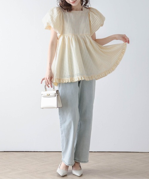 AMELY ぽわん袖ギンガムチェックトップス AMELY（エミリー）の「ぽわん袖ギンガムチェックトップス（T