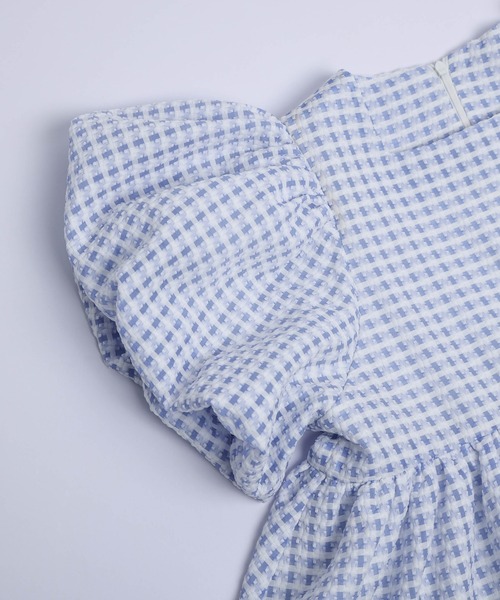 AMELY(エミリー)の「ぽわん袖ギンガムチェックトップス(Tシャツ/カットソー・レディース・イエロー/ピンク/ブルー/ブラック/パープル・フリー)」の15枚目の写真