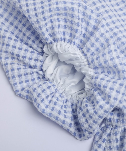 AMELY(エミリー)の「ぽわん袖ギンガムチェックトップス(Tシャツ/カットソー・レディース・イエロー/ピンク/ブルー/ブラック/パープル・フリー)」の17枚目の写真