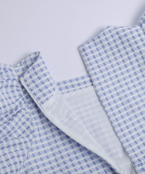 AMELY ぽわん袖ギンガムチェックトップス セール】ぽわん袖ギンガムチェックトップス（Tシャツ/カットソー