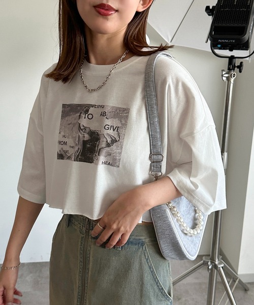 jolie mignon ジョリーミニョン　異素材スカラップ付きTシャツ36 jolie mignon ジョリーミニョン｜M'S STYLE