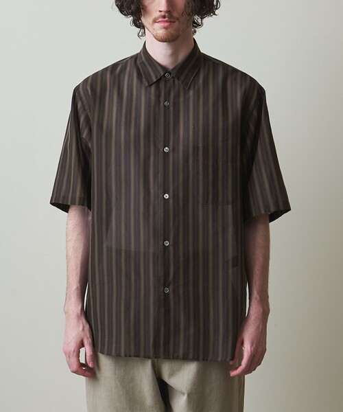 Steven Alan(スティーブンアラン)の「<Steven Alan> T/C ダークストライプ レギュラーカラー ショートスリーブ シャツ -A-LINE LOOSE CASUAL(シャツ/ブラウス・メンズ・ダークブラウン/ブラック・S/M/L/XL)」の21枚目の写真
