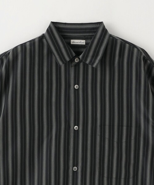 ＜Steven Alan＞ T/C ダークストライプ レギュラーカラー シャツ STEVEN ALAN シャツ 「Steven Alan」 60 コンパクトヤーン