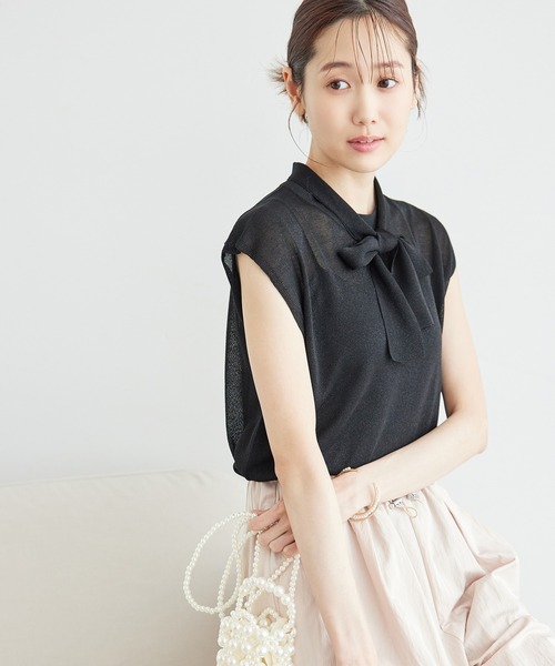 ROPE' PICNIC（ロペピクニック）の「ラメボウタイシアーニットプルオーバー（ニット/セーター・レディース・キナリ/キャメル/ブラック・38）」の6枚目の写真