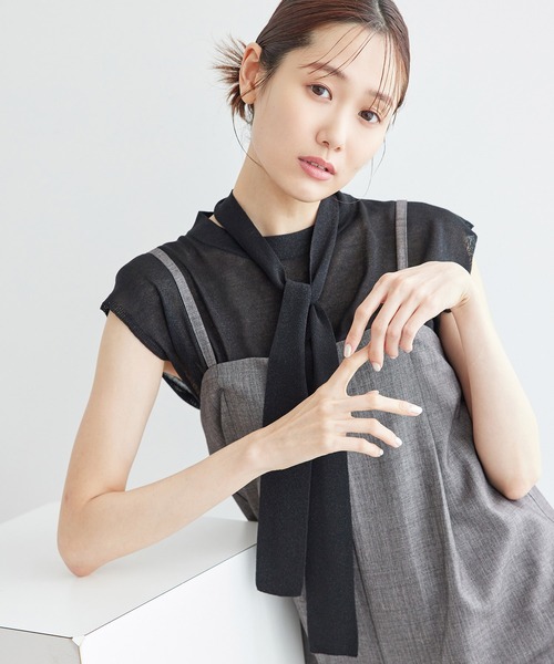 ROPE' PICNIC（ロペピクニック）の「ラメボウタイシアーニットプルオーバー（ニット/セーター・レディース・キナリ/キャメル/ブラック・38）」の9枚目の写真