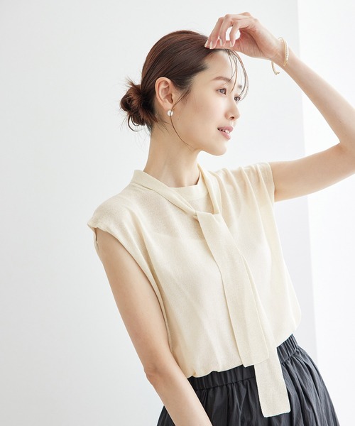 ROPE' PICNIC（ロペピクニック）の「ラメボウタイシアーニットプルオーバー（ニット/セーター・レディース・キナリ/キャメル/ブラック・38）」の13枚目の写真