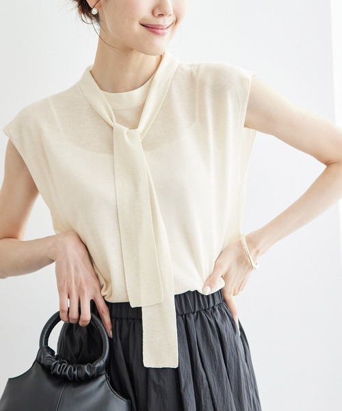 ROPE' PICNIC（ロペピクニック）の「ラメボウタイシアーニットプルオーバー（ニット/セーター・レディース・キナリ/キャメル/ブラック・38）」の14枚目の写真