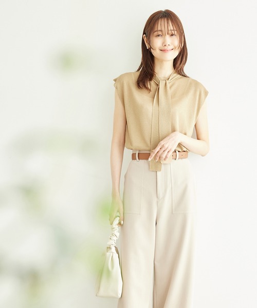 ROPE' PICNIC（ロペピクニック）の「ラメボウタイシアーニットプルオーバー（ニット/セーター・レディース・キナリ/キャメル/ブラック・38）」の17枚目の写真