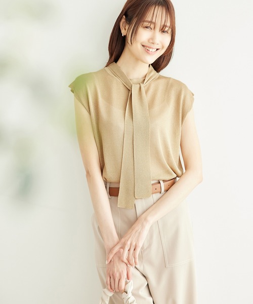 ROPE' PICNIC（ロペピクニック）の「ラメボウタイシアーニットプルオーバー（ニット/セーター・レディース・キナリ/キャメル/ブラック・38）」の18枚目の写真