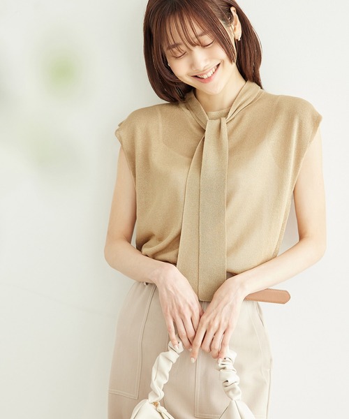 ROPE' PICNIC（ロペピクニック）の「ラメボウタイシアーニットプルオーバー（ニット/セーター・レディース・キナリ/キャメル/ブラック・38）」の19枚目の写真