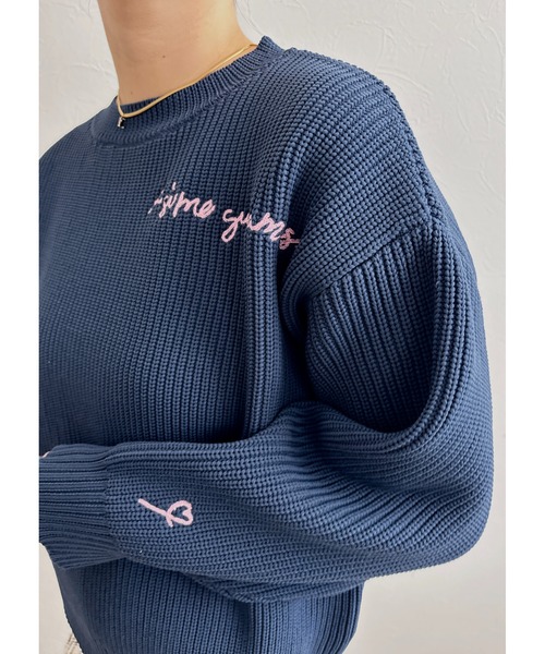 【セール】刺繍ニットTOPS（ニット/セーター）｜Palm Riche（ポームリシュ）