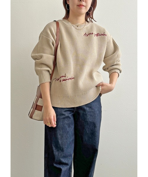 palm RICHE（ポームリシュ）の「刺繍ニットTOPS（ニット/セーター・レディース・ブラック/ベージュ/ネイビー・M）」の18枚目の写真
