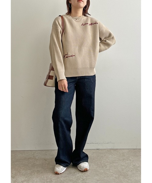 palm RICHE（ポームリシュ）の「刺繍ニットTOPS（ニット/セーター・レディース・ブラック/ベージュ/ネイビー・M）」の20枚目の写真