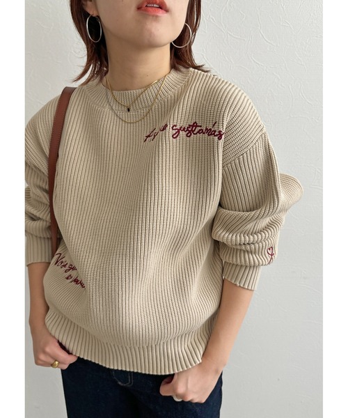 palm RICHE（ポームリシュ）の「刺繍ニットTOPS（ニット/セーター・レディース・ブラック/ベージュ/ネイビー・M）」の17枚目の写真