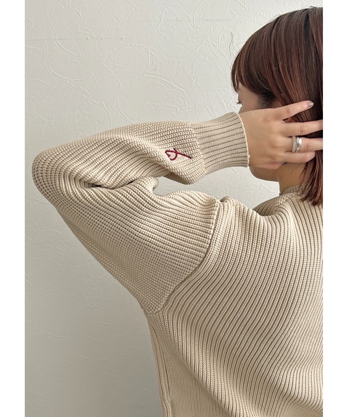 palm RICHE（ポームリシュ）の「刺繍ニットTOPS（ニット/セーター・レディース・ブラック/ベージュ/ネイビー・M）」の21枚目の写真