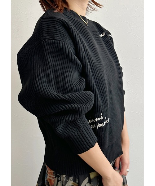 palm RICHE（ポームリシュ）の「刺繍ニットTOPS（ニット/セーター・レディース・ブラック/ベージュ/ネイビー・M）」の10枚目の写真