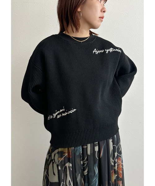 palm RICHE（ポームリシュ）の「刺繍ニットTOPS（ニット/セーター・レディース・ブラック/ベージュ/ネイビー・M）」の5枚目の写真