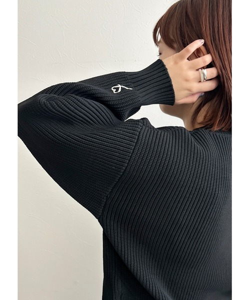 palm RICHE（ポームリシュ）の「刺繍ニットTOPS（ニット/セーター・レディース・ブラック/ベージュ/ネイビー・M）」の8枚目の写真