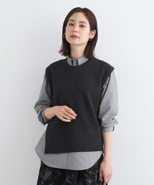 INDIVI(インディヴィ)の「◆【洗える】アシンメトリーニットベスト(ニット/セーター・レディース・チャコール/ワインレッド/オフホワイト/ブラック/ブラウン系・05/13/15 /38)」の11枚目の写真