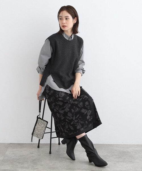 INDIVI（インディヴィ）の「◇【洗える】アシンメトリーニットベスト