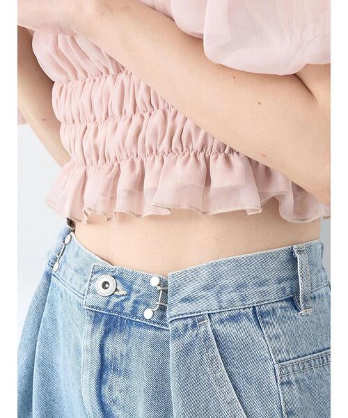 earth music&ecology（アースミュージックアンドエコロジー）の「パフスリーブシャーリングブラウス（シャツ/ブラウス・レディース・ブラック/アイボリー/ピンクベージュ・FREE）」の14枚目の写真