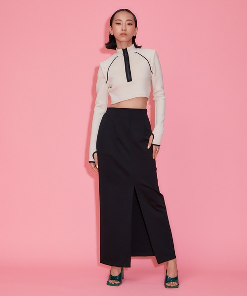 THINGS THAT MATTER（シングス ザット マター）の「CARDBOARD KNIT SWIM JACKET / カードボードニットスイムジャケット（水着・レディース・ブラック×ホワイト/アイボリー/ブラック・FREE）」の2枚目の写真