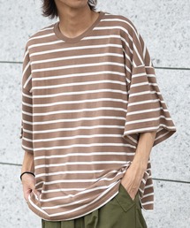 【40I】マルチボーダー ワイドシルエット 半袖Tシャツ