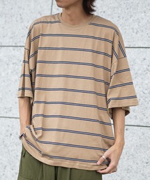 【40I】マルチボーダー ワイドシルエット 半袖Tシャツ