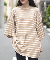 【40I】マルチボーダー ワイドシルエット 半袖Tシャツ
