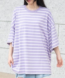 【40I】マルチボーダー ワイドシルエット 半袖Tシャツ