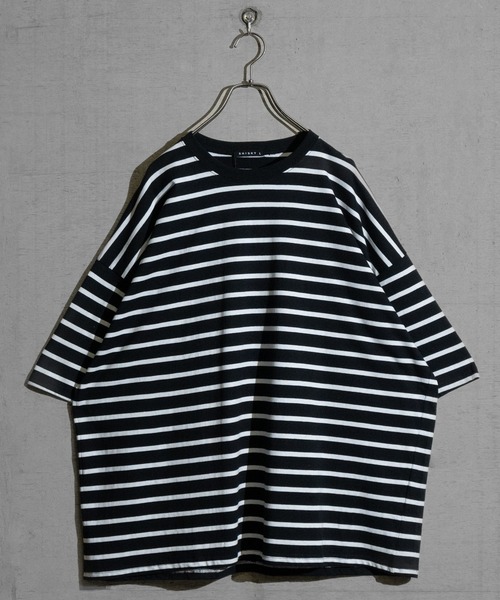 JOHN'S CLOSET（ジョンズクローゼット）の「【40I】マルチボーダー ワイドシルエット 半袖Tシャツ（Tシャツ/カットソー・メンズ・グレー系2/ブラウン系1/ベージュ系1/グリーン系1/ネイビー系2/ブラック系1/グレー系1/ベージュ系2/ネイビー系1/パープル系1/ブルー系1/ホワイト系1・MEDIUM/LARGE/X-LARGE）」の22枚目の写真