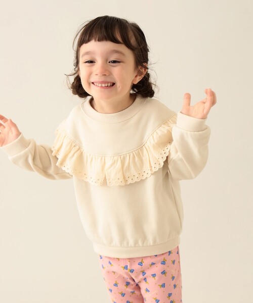 BEAMS mini（ビームスミニ）の「BEAMS mini / レースフリル スウェット 2024FW（90～150cm）（スウェット・キッズ・ホワイト系その他5/ブラウン系その他4・90/100/110/120/130/140/150）」の10枚目の写真