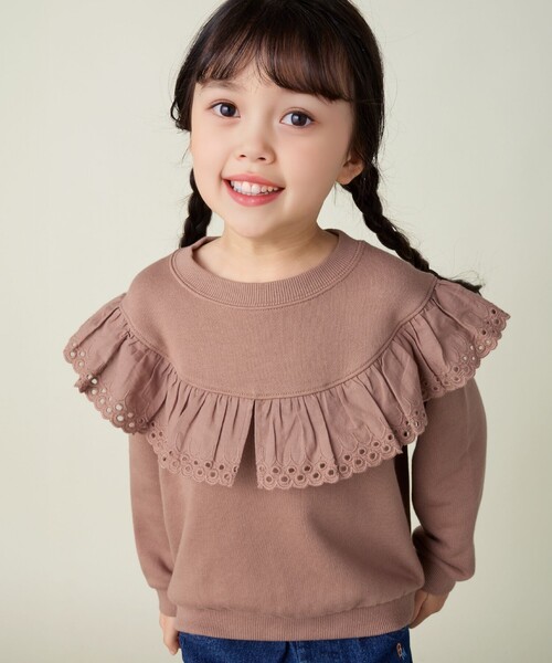 BEAMS mini（ビームスミニ）の「BEAMS mini / レースフリル スウェット 2024FW（90～150cm）（スウェット・キッズ・ホワイト系その他5/ブラウン系その他4・90/100/110/120/130/140/150）」の3枚目の写真