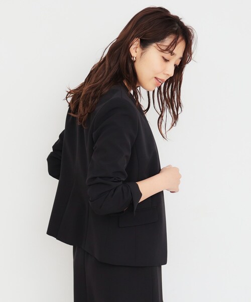 index（インデックス）の「◆ダブルクロスノーカラージャケット/セットアップ対応【洗濯機洗い可/ストレッチ/防シワ/イージーアイロン】（ノーカラージャケット・レディース・ナチュラル/ブラック/ブラウン系その他・34/36/38/40/42）」の21枚目の写真