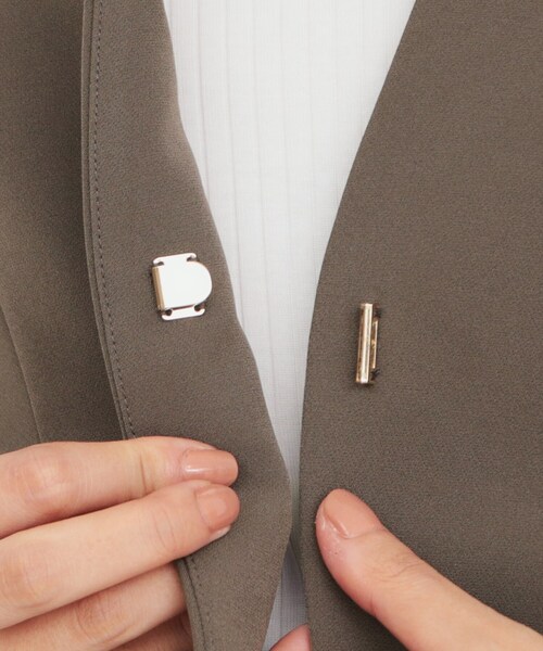 index（インデックス）の「◆ダブルクロスノーカラージャケット/セットアップ対応【洗濯機洗い可/ストレッチ/防シワ/イージーアイロン】（ノーカラージャケット・レディース・ナチュラル/ブラック/ブラウン系その他・34/36/38/40/42）」の18枚目の写真