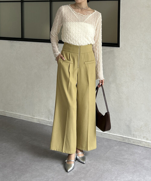 Thevon（ゼボン）の「ウェーブ柄シアープルオーバー（Tシャツ/カットソー・レディース・アイボリー/ブラック/ブラウン/グリーン系その他・FREE）」の10枚目の写真