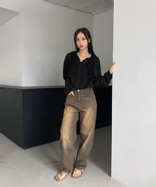 by muni:r(バイ ムニール)の「ヴィンテージイエローデニムパンツ(デニムパンツ・レディース・ブラウン・MEDIUM/SMALL)」の14枚目の写真