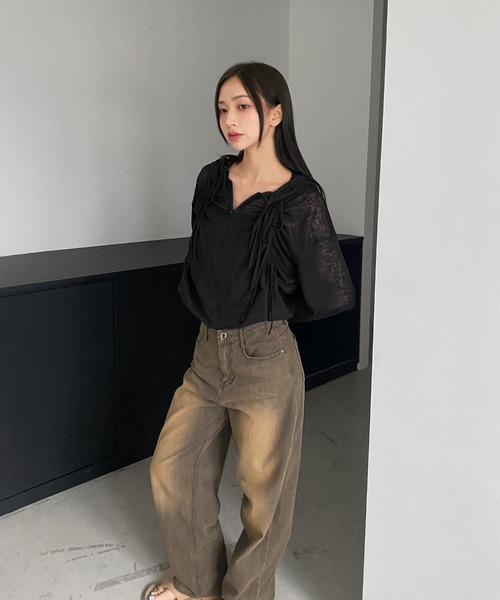 by muni:r(バイ ムニール)の「ヴィンテージイエローデニムパンツ(デニムパンツ・レディース・ブラウン・MEDIUM/SMALL)」の15枚目の写真