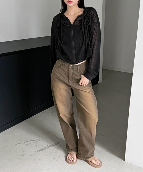 by muni:r(バイ ムニール)の「ヴィンテージイエローデニムパンツ(デニムパンツ・レディース・ブラウン・MEDIUM/SMALL)」の4枚目の写真