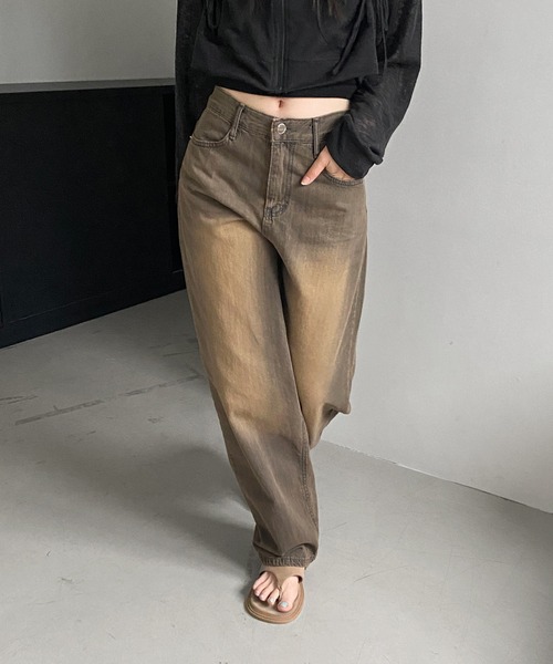 by muni:r(バイ ムニール)の「ヴィンテージイエローデニムパンツ(デニムパンツ・レディース・ブラウン・MEDIUM/SMALL)」の5枚目の写真
