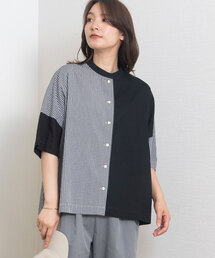 異素材切り替えシャツ