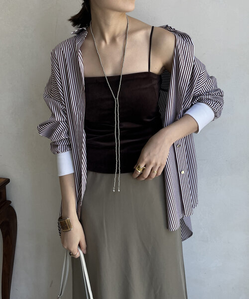 DouDou（ドゥドゥ）の「コーデュロイカップ付キャミ（キャミソール・レディース・ブラウン/ブルー/ブラック・FREE）」の21枚目の写真