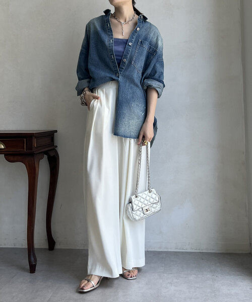 DouDou（ドゥドゥ）の「コーデュロイカップ付キャミ（キャミソール・レディース・ブラウン/ブルー/ブラック・FREE）」の19枚目の写真