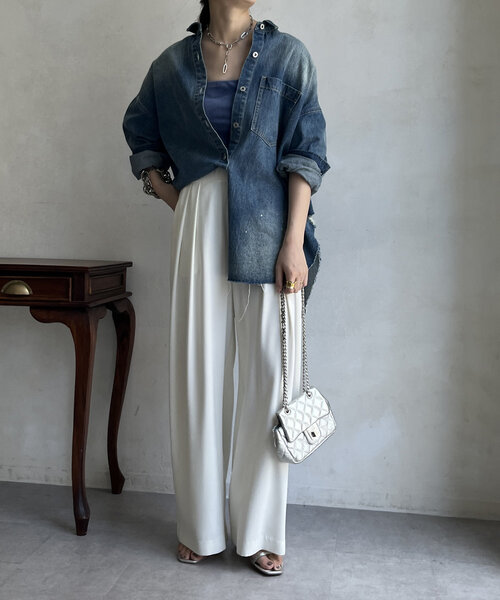 DouDou（ドゥドゥ）の「コーデュロイカップ付キャミ（キャミソール・レディース・ブラウン/ブルー/ブラック・FREE）」の18枚目の写真