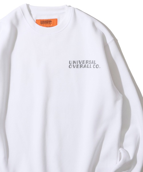UNIVERSAL OVERALL（ユニバーサルオーバーオール）の「【UNIVERSAL OVERALL】T/C SWEAT REFLECTOR PRINT / リフレクタープリント裏起毛スウェットプルオーバー（スウェット・メンズ・ブルー/オレンジ/グレー/ホワイト/ブラック・MEDIUM/LARGE/X-LARGE）」の2枚目の写真