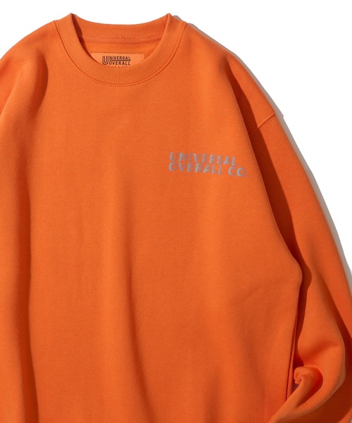 UNIVERSAL OVERALL（ユニバーサルオーバーオール）の「【UNIVERSAL OVERALL】T/C SWEAT REFLECTOR PRINT / リフレクタープリント裏起毛スウェットプルオーバー（スウェット・メンズ・ブルー/オレンジ/グレー/ホワイト/ブラック・MEDIUM/LARGE/X-LARGE）」の5枚目の写真