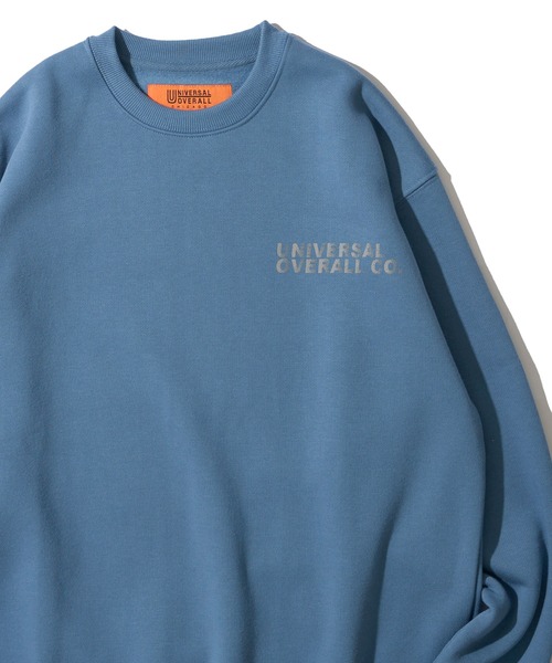 UNIVERSAL OVERALL（ユニバーサルオーバーオール）の「【UNIVERSAL OVERALL】T/C SWEAT REFLECTOR PRINT / リフレクタープリント裏起毛スウェットプルオーバー（スウェット・メンズ・ブルー/オレンジ/グレー/ホワイト/ブラック・MEDIUM/LARGE/X-LARGE）」の4枚目の写真