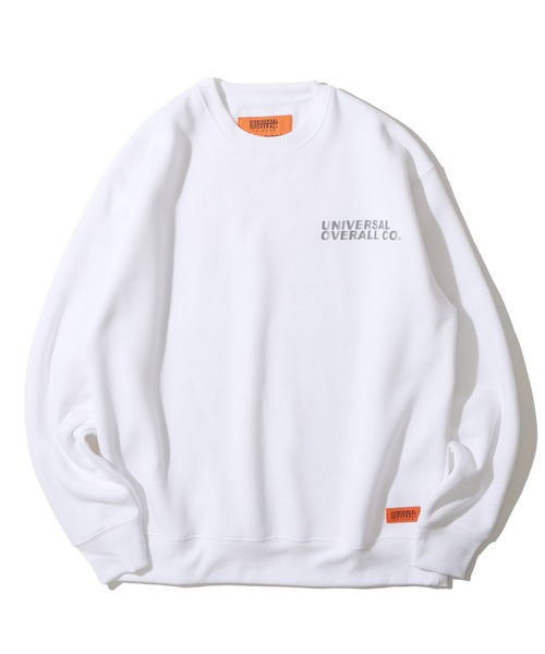 UNIVERSAL OVERALL（ユニバーサルオーバーオール）の「【UNIVERSAL OVERALL】T/C SWEAT REFLECTOR PRINT / リフレクタープリント裏起毛スウェットプルオーバー（スウェット・メンズ・ブルー/オレンジ/グレー/ホワイト/ブラック・MEDIUM/LARGE/X-LARGE）」の6枚目の写真