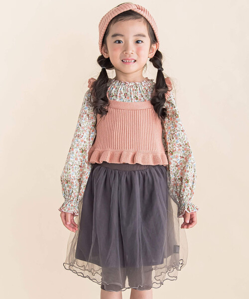 Noeil aime BeBe(ノイユエイムベベ)の「花柄スモックブラウス(90~130cm)(シャツ/ブラウス・キッズ・ピンク系/グリーン系・90cm/100cm/110cm/120cm/130cm)」の7枚目の写真
